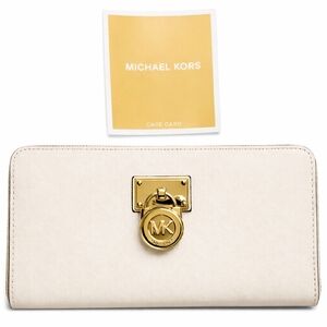 ✨Michael Kors Cream Saffiano Leather Wallet | Gold Lock Hardware | NWOT